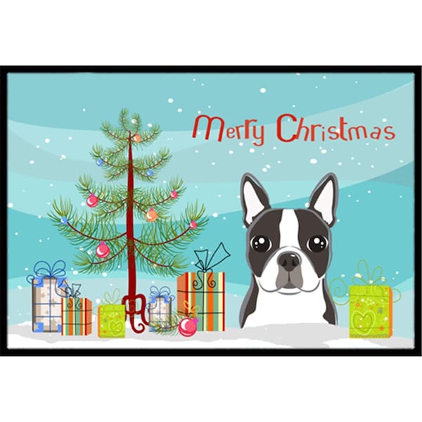 Carolines Treasures Christmas Tree and Boston Terrier Indoor or Outdoor Mat- 24 x 36 BB1575JMAT - main